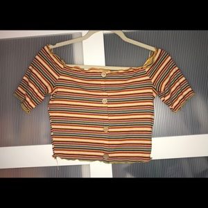 Ambiance off the shoulder striped cropped top